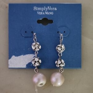 Simply Vera Vera Wang Faux Diamond and Light Pink Pearl Drop Earrings